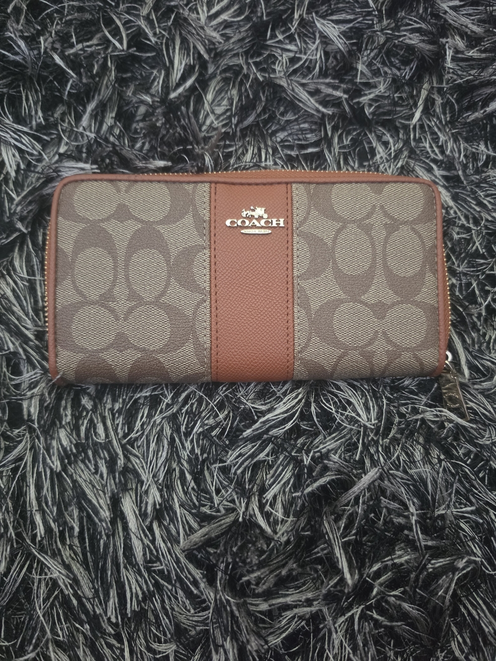 Coach Signature Zip-Around Wallet in Brown/Tan